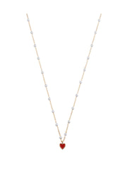 Rød/Gull Mini Enamel Heart smykke - Stilshoppen