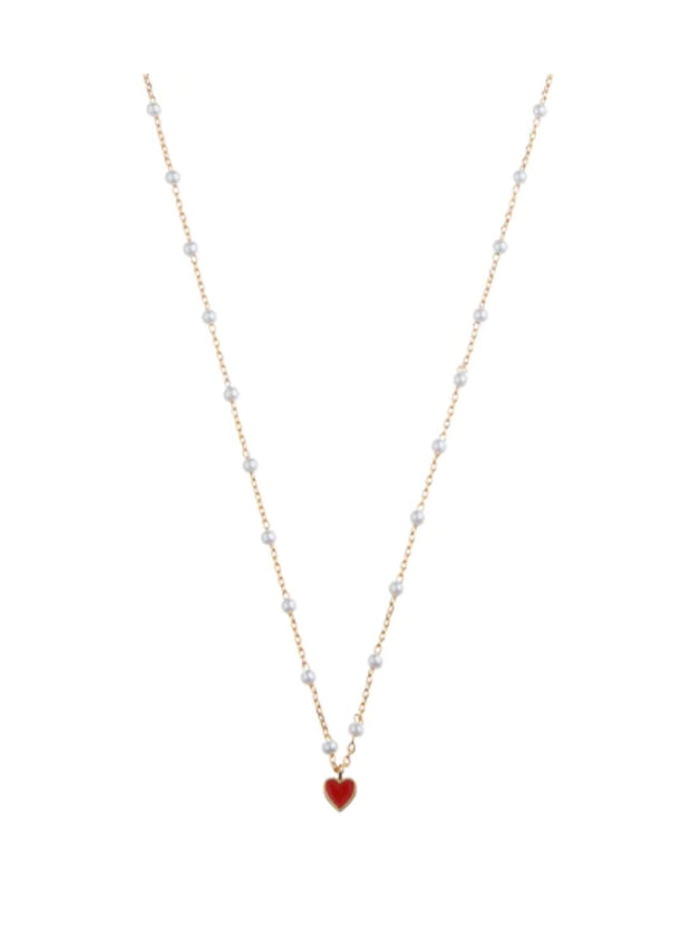 Rød/Gull Mini Enamel Heart smykke - Stilshoppen