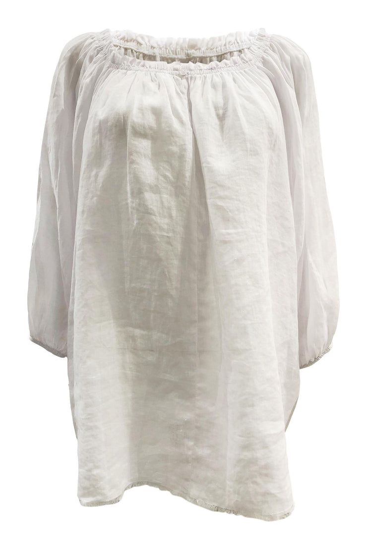White Summer linen blouse