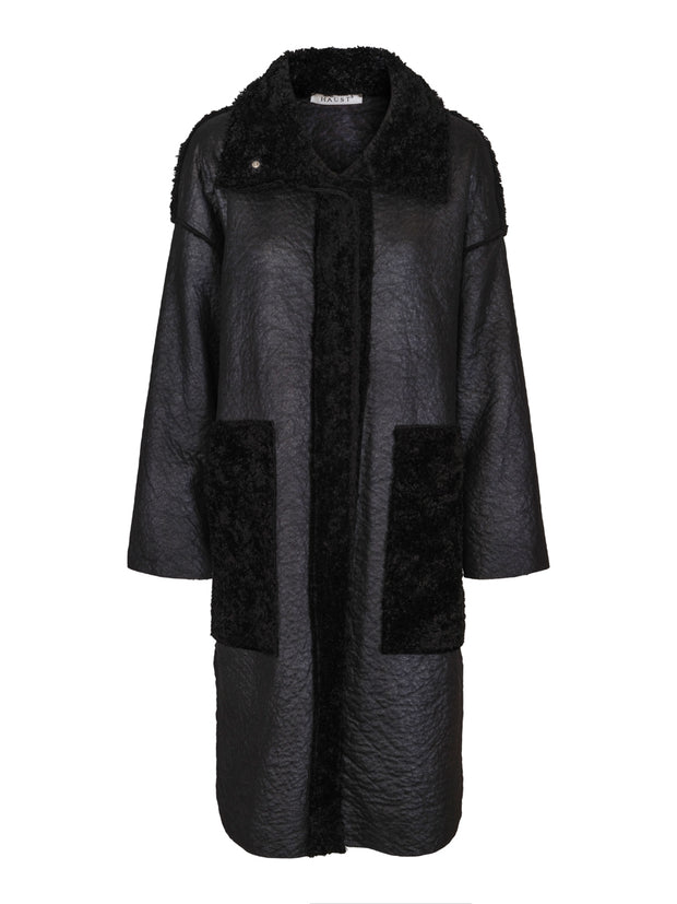 Sort Reverable fur coat - Stilshoppen