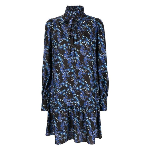 Blå Orchid Printed silk dress - Stilshoppen