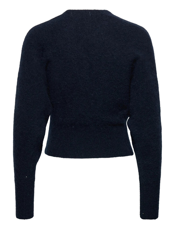 Blå Mohair cross-over sweater