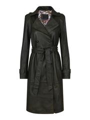 Olive Leather Trench Coat - Stilshoppen