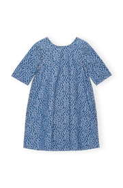 Blå Jacquard Denim A-line Mini Dress