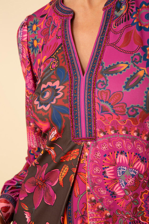 Raspberry Paisley HB Dress