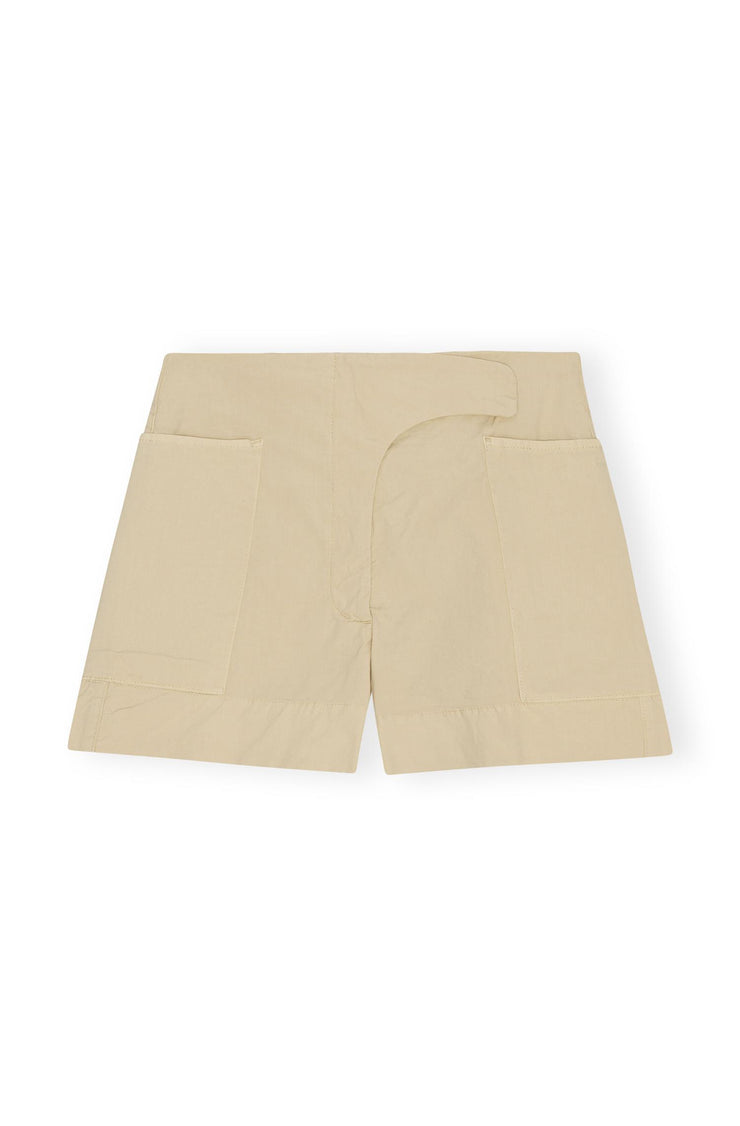 Pale Khaki Washed Cotton Canvas Shorts