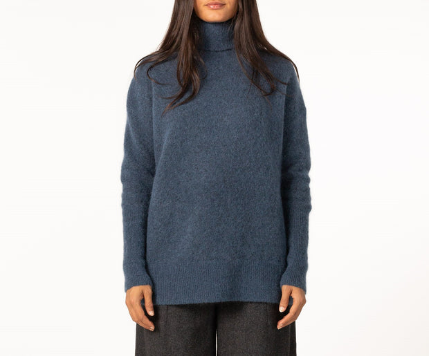 Blå Soft Wide Turtleneck - Stilshoppen