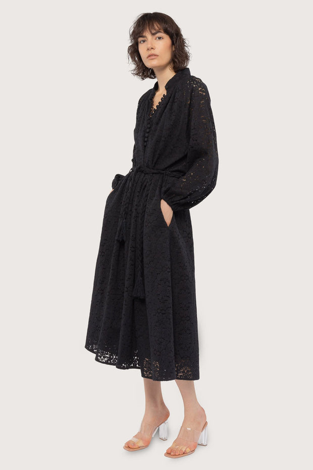 Black Flower Circle Lace Bohemian Wide Dress - Stilshoppen