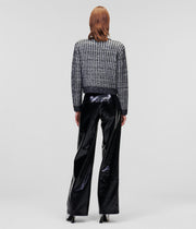 Sort/hvit Boucle Knit Cardigan - Stilshoppen