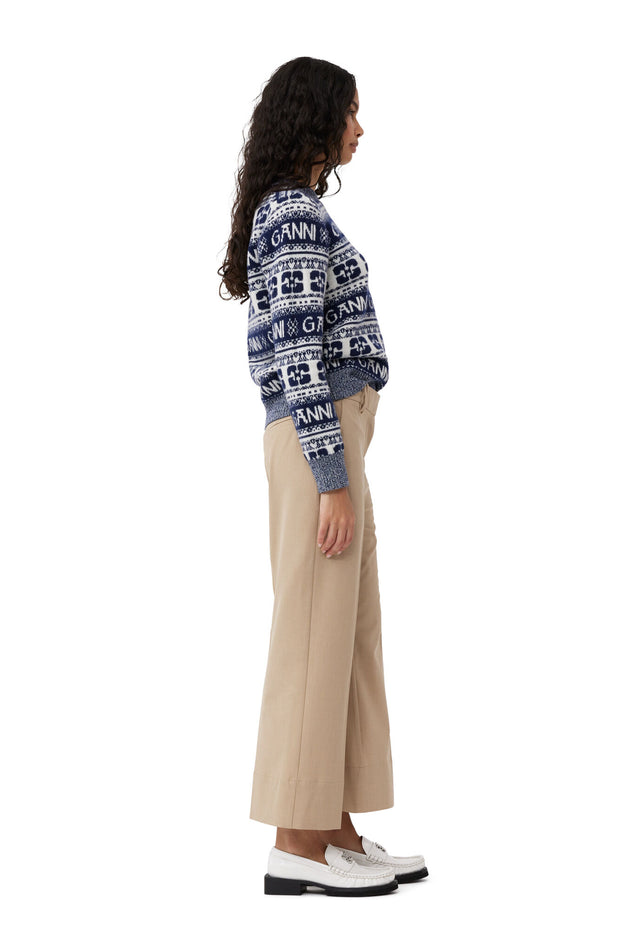 Blå Logo Wool Mix O-neck pullower
