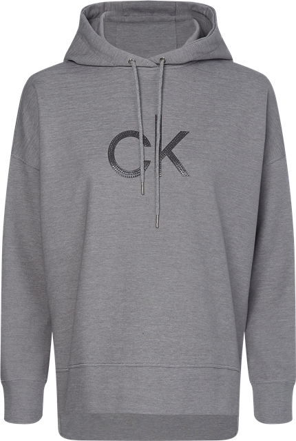 Grå Rhinestone CK Logo Hoodie - Stilshoppen