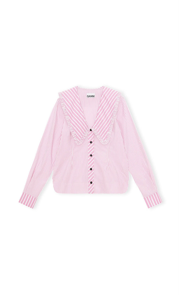 Moonlight Mauve Pink Stripe Cotton bluse - Stilshoppen