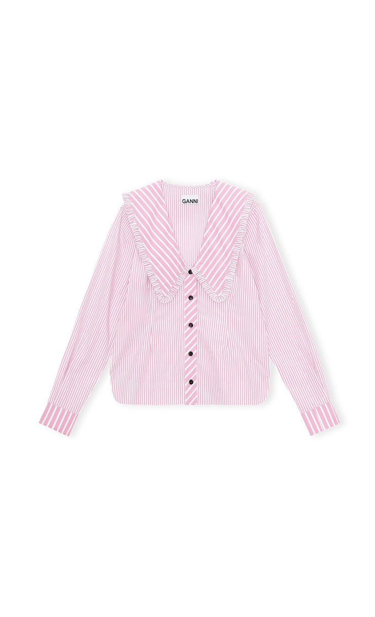 Moonlight Mauve Pink Stripe Cotton bluse