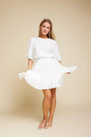 White Hutton Solid Skirt