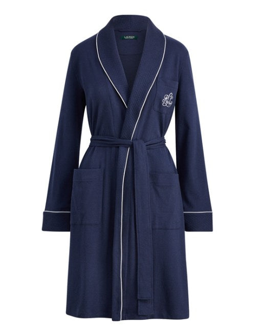 Navy Essential Quilted Collar Robe