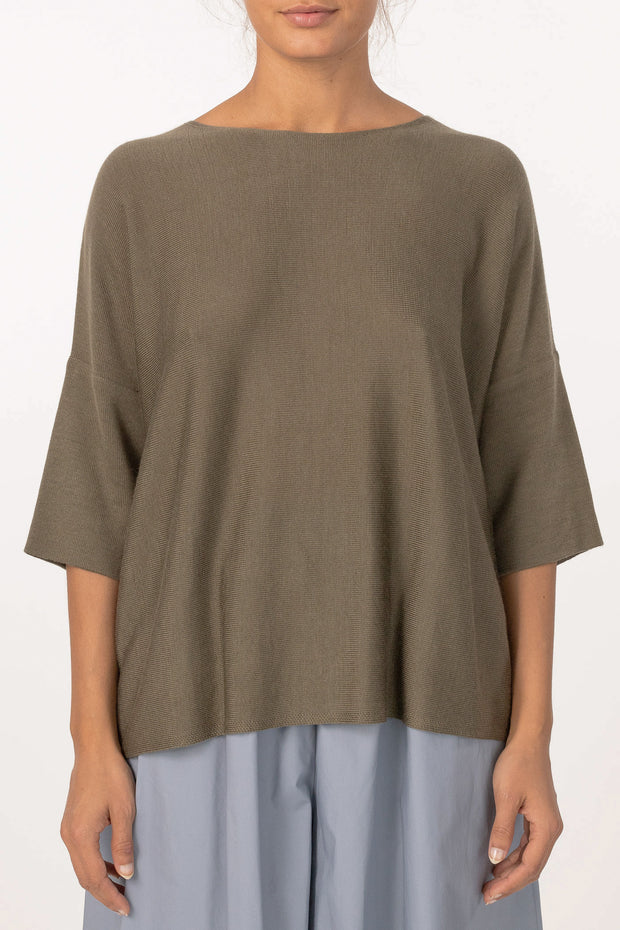 Dusty Olive green Merino Lyocel wide tee - Stilshoppen