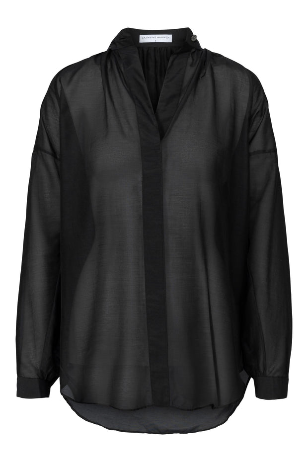 Sort Striped sheer poem shirt - Stilshoppen