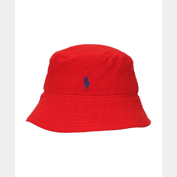 Rød linen bucket hat - Stilshoppen