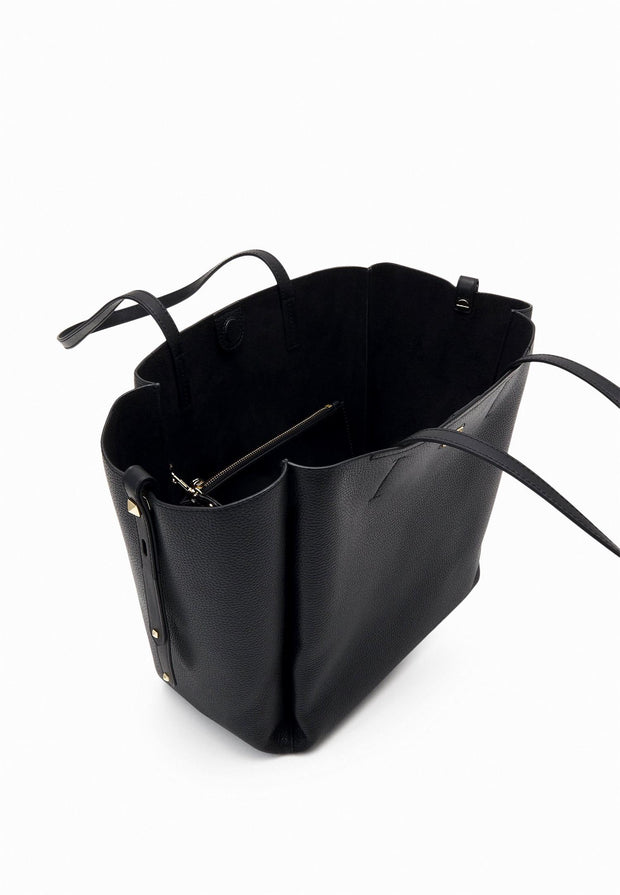 Sort Freya Large Pebbled Leather bag - Stilshoppen