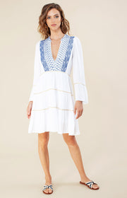 Hvit Short Dress W Embroidery
