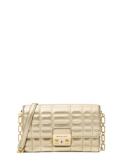 Pale Gold Tribeca Large Metallic Leather Convertible Crossbody Bag - Stilshoppen