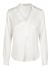 Creme Satin V-neck blouse