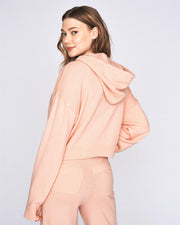 Pale Pink Knitted Zip Through Hoodie