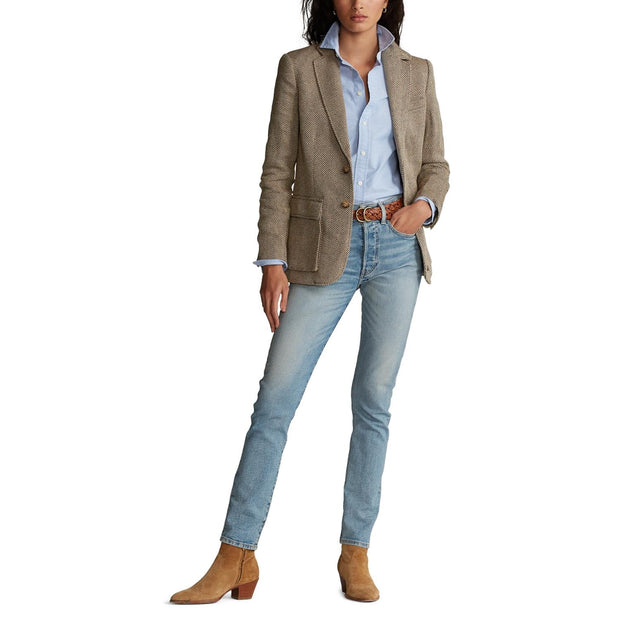 Brown/Tan Herringbone blazer - Stilshoppen