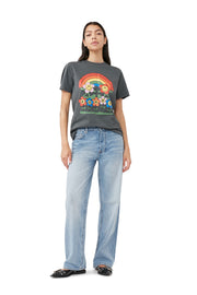 Volcanic Ash Basic Jersey Rainbow Relaxed T-shirt