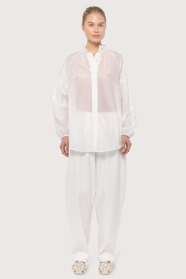 White Cotton Silk Poem Shirt