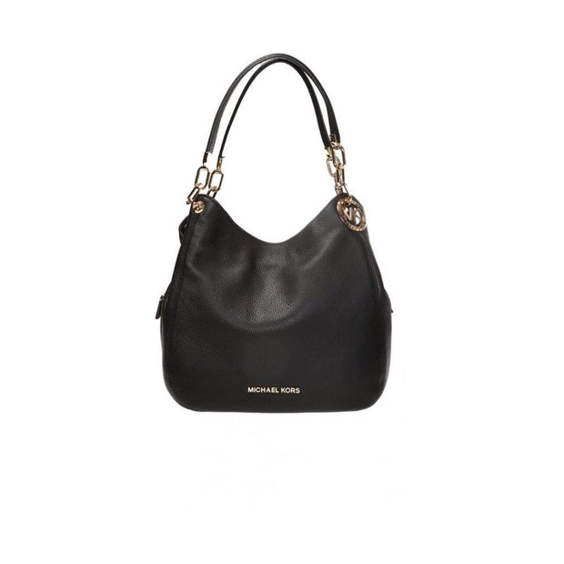 Sort Lillie Large Pebbled Leather Shoulder Bag - Stilshoppen