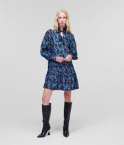 Blå Orchid Printed silk dress - Stilshoppen