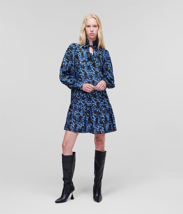 Blå Orchid Printed silk dress - Stilshoppen