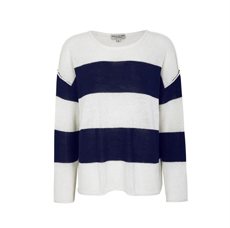 Soft White/Navy Lennon Sweater